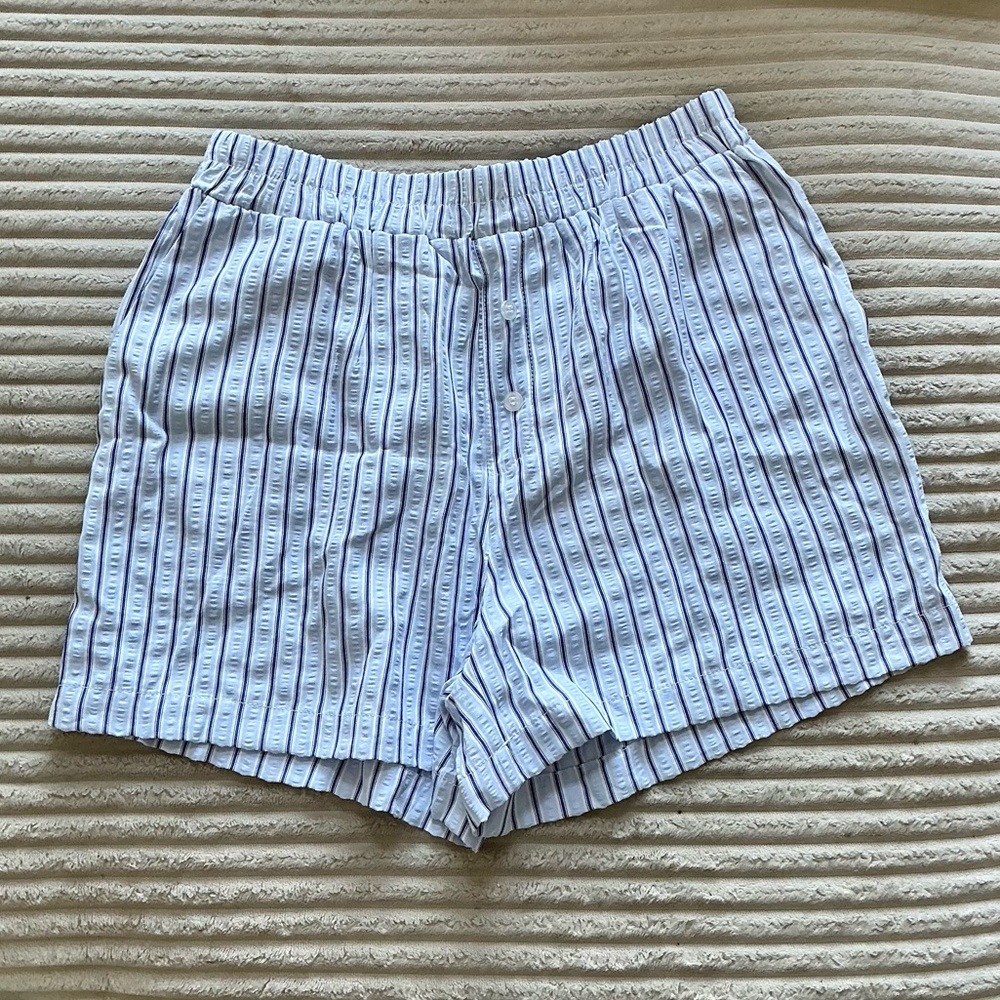 NWOT Striped Women's Shorts - White and Blue